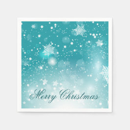 Papel Teal Snowflakes Feriado de Natal | Guardanapo