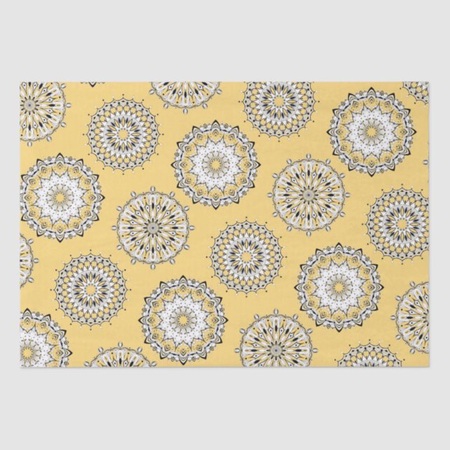 Papel Tecido Amarelo Mandalas (Frente )