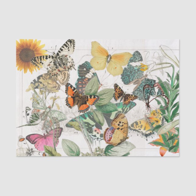 Papel Tecido Borboleta Girassol (Frente )