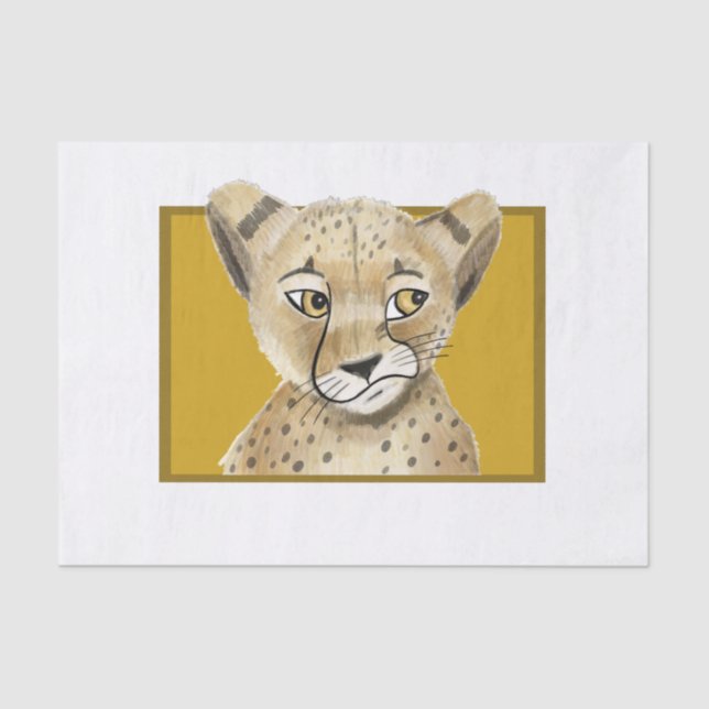 Papel Tecido Cute Cheetah - Presente Animal Safari (Frente )