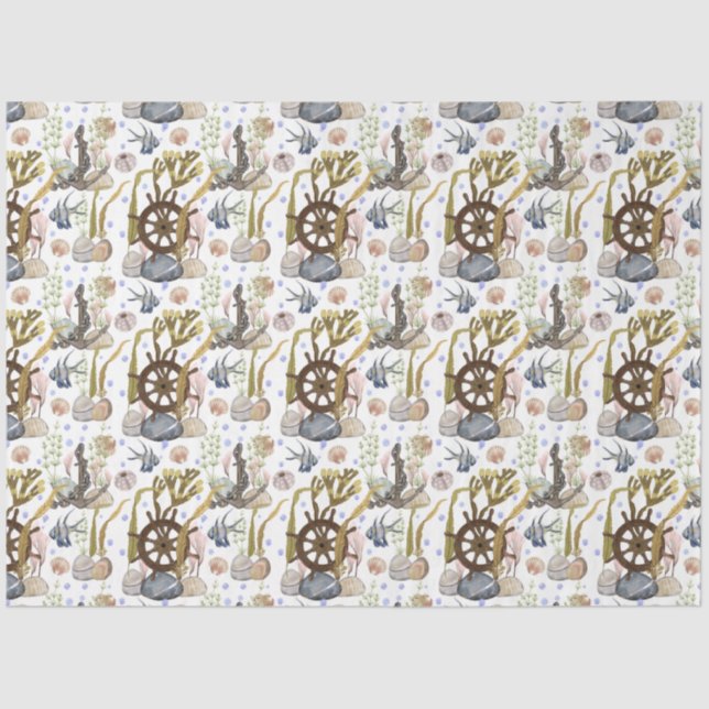 Papel Tecido da Série Vida Marinha Design 11 (Frente )