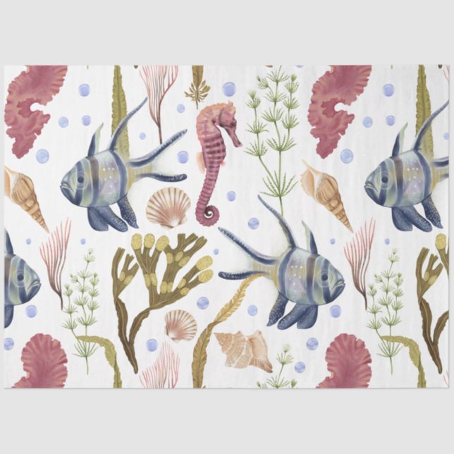 Papel Tecido da Série Vida Marinha Design 21 (Frente )