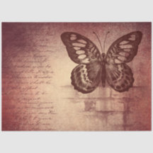 Papel Tecido de Decoupage da Borboleta Vintage