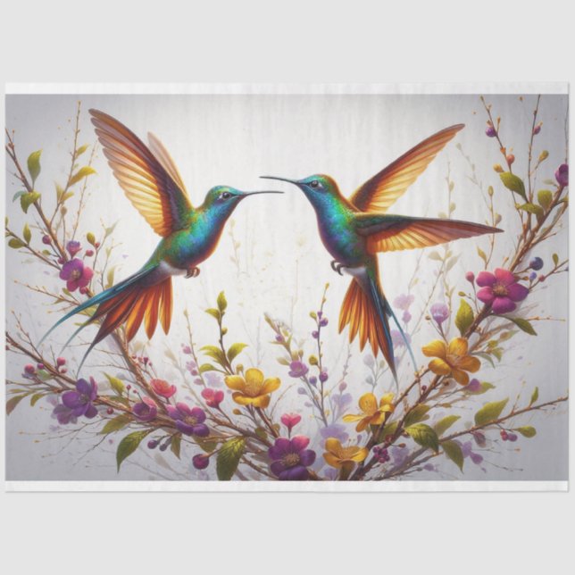 Papel Tecido de Decoupage da Fauna Floral Hummingb (Frente )
