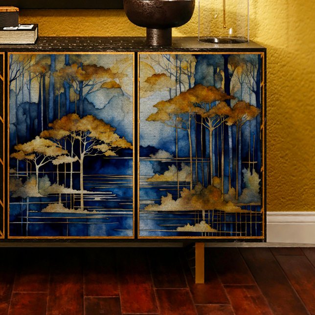 Papel Tecido de Decoupage de Árvores Douradas do L (Criador carregado)