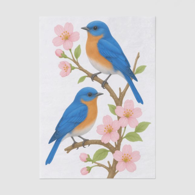 Papel Tecido de Decoupage de Bluebird e Blossomas (Frente )