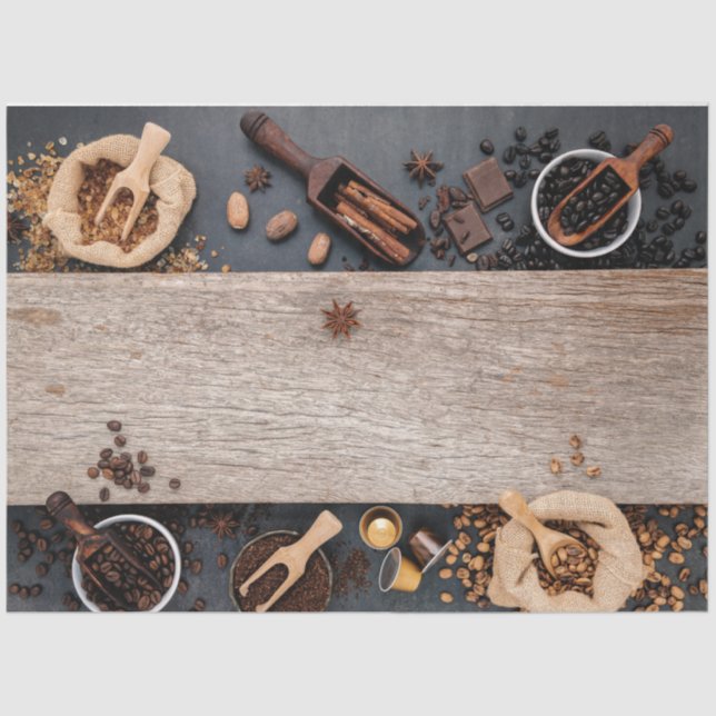 Papel Tecido de Decoupage de Café e Madeira (Frente )