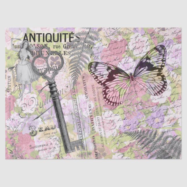 Papel Tecido de Decoupage de Chave de Borda (Frente )