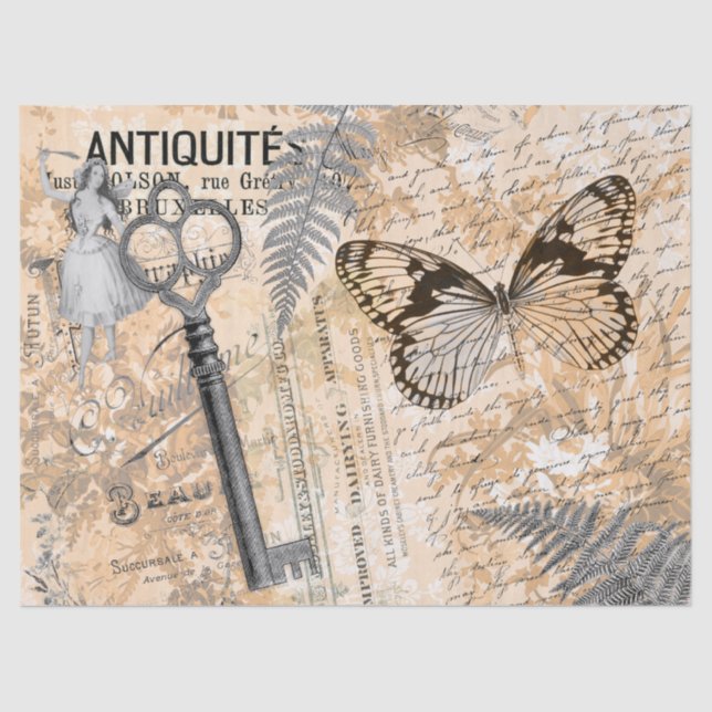 Papel Tecido de Decoupage de Chave de Borda (Frente )