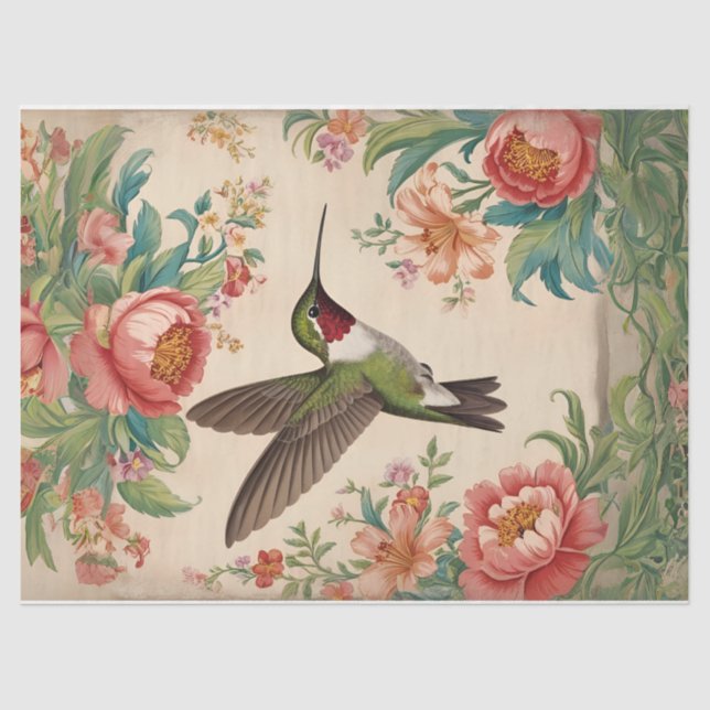 Papel Tecido de Decoupage de Hummingbird Vintage (Frente )