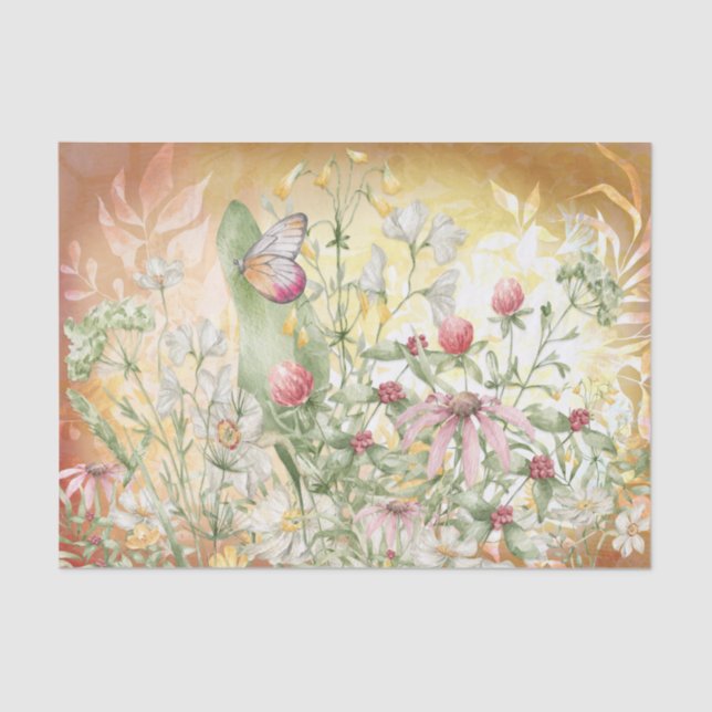 Papel Tecido de Decoupage de Jardim Floral (Frente )