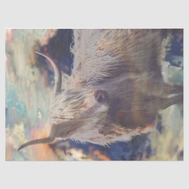 Papel Tecido de Decoupage de Suspensão de Vaca em  (Frente )