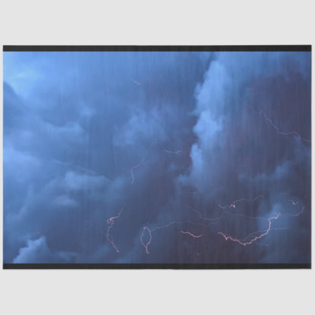 Papel Tecido de Decoupage do Relâmpago Noturno do  (Frente )