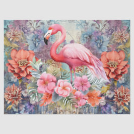 Papel Tecido de Decoupage Flamingo Floral Boho Chi