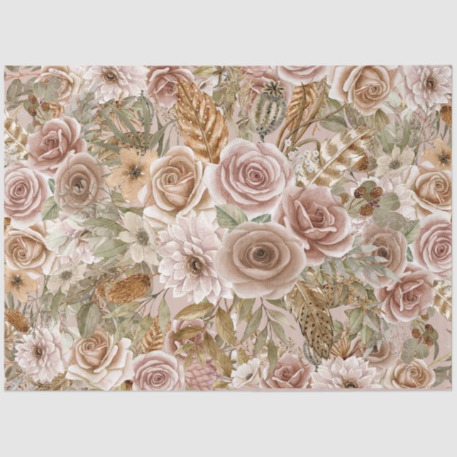 Papel Tecido de Decoupage Floral de Boho Russo (Frente )
