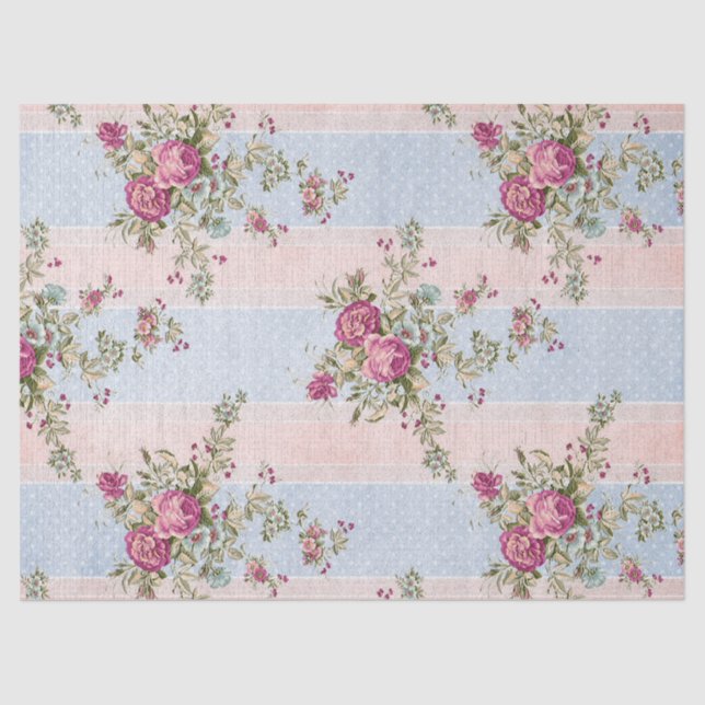 Papel Tecido de Decoupage Floral e Stripes (Frente )