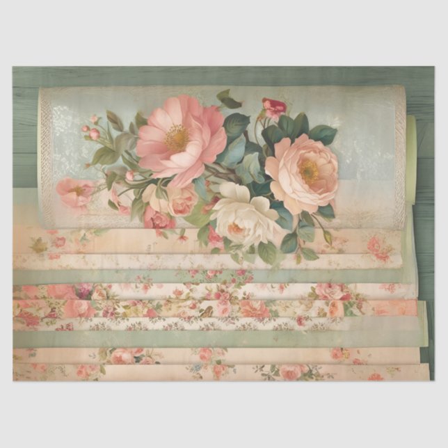 Papel Tecido de Decoupage Floral Russo Vintage (Frente )