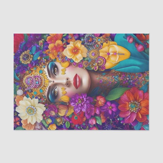 Papel Tecido de Descamação de Trendência Floral Bl (Frente )