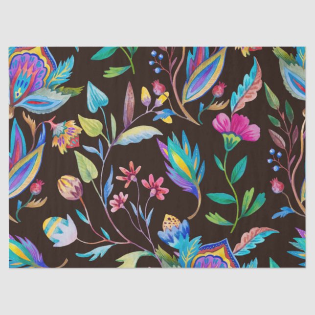 Papel Tecido de Desentupimento das Flores Escuras  (Frente )