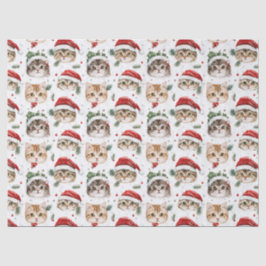 Papel Tecido de Gato de Natal