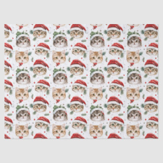Papel Tecido de Gato de Natal