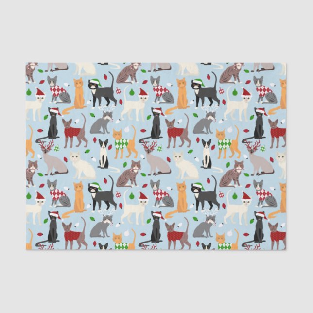 Papel Tecido de Gatos de Natal (Frente )