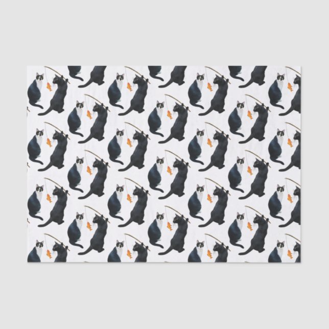 Papel Tecido De Gatos De Pesca (Frente )