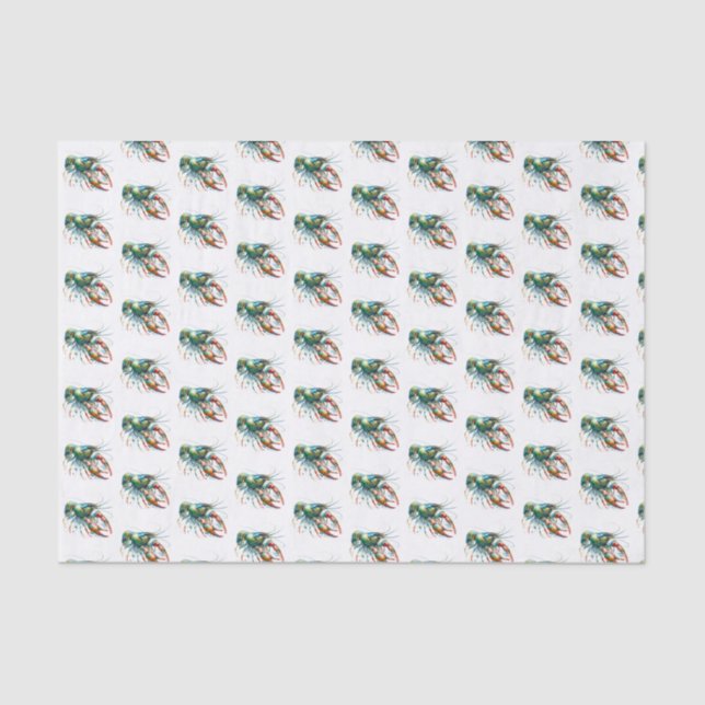 Papel Tecido de Lagosta de Aquarela (Frente )