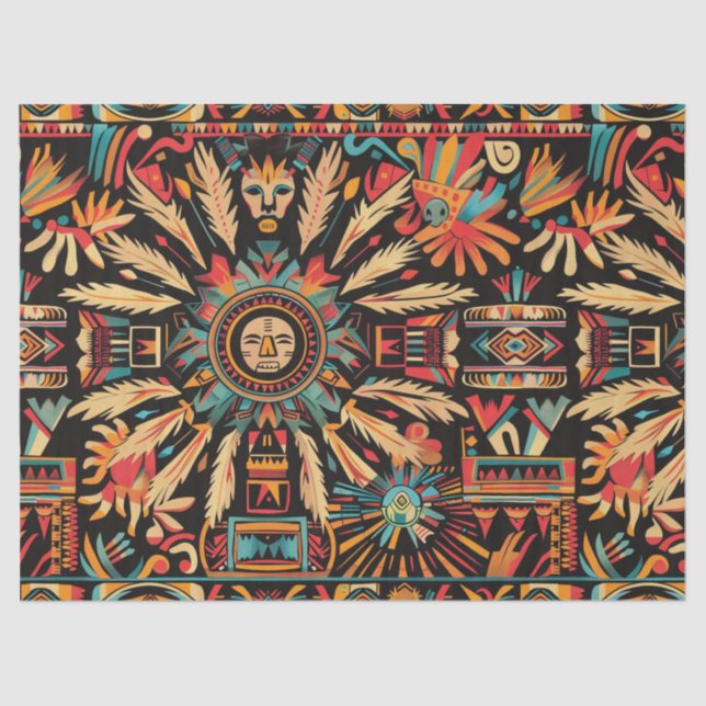 Papel Tecido de Moldagem "Aztec Dream" Ciano Vibra (Frente )