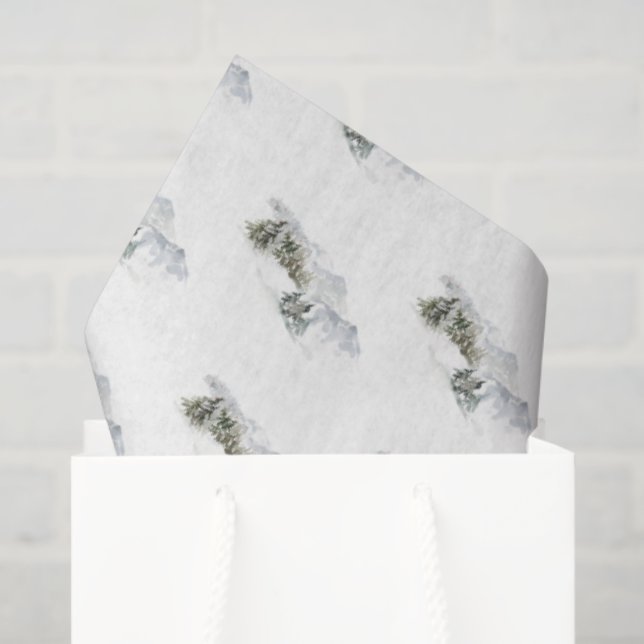 Papel Tecido de Natal da Montanha Neve (Sacola de presentes)