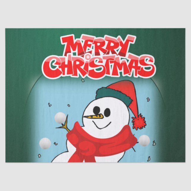 Papel Tecido de Natal, Feliz Natal, Snowman (Frente )