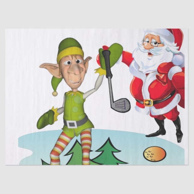 Papel Tecido de Natal, Golfe Papais noeis (Frente )