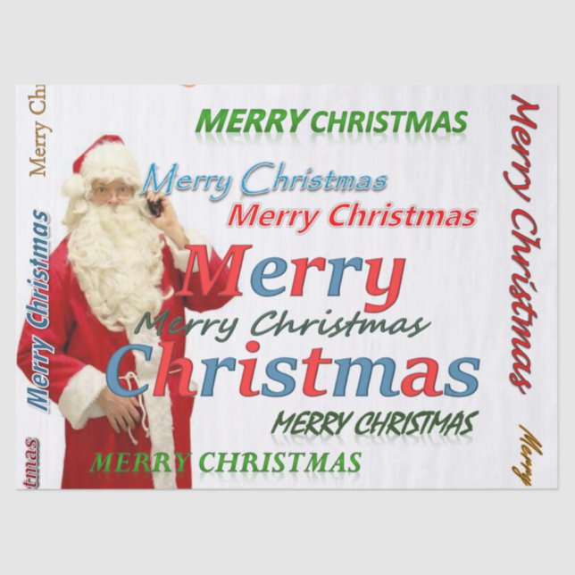 Papel Tecido de Natal, Papais noeis de Natal Feliz (Frente )