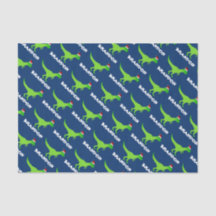 Papel Tecido de Natal para Crianças com dinossauro