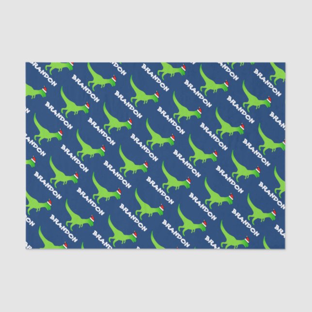 Papel Tecido de Natal para Crianças com dinossauro (Frente )