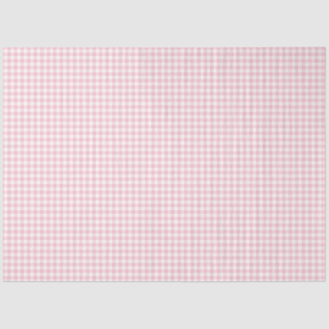 Papel Tecido de Padrão Gingham Rosa e Branco (Frente )