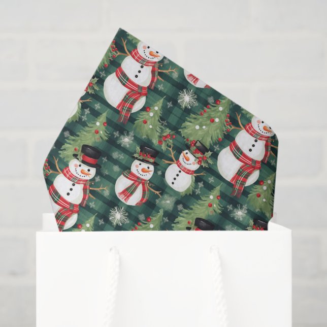 Papel Tecido de Snowman Feriado (Sacola de presentes)