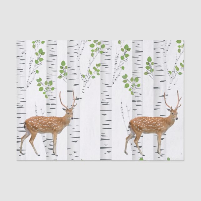Papel Tecido Enrolando Deer Doe Buck Woodland Hunt (Frente )