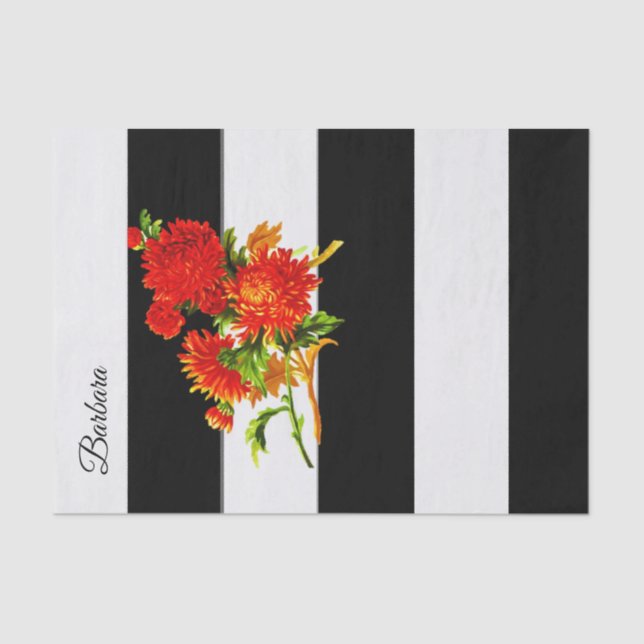 Papel Tecido - Faixa Preta Floral (Frente )