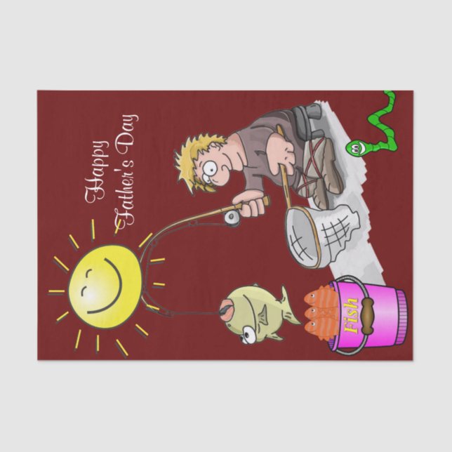 Papel Tecido Feliz Dia de os pais Pescador Sun (Frente )