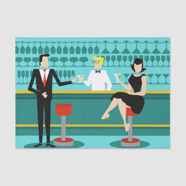 Papel Tecido Lounge Retro Cocktail (Frente )