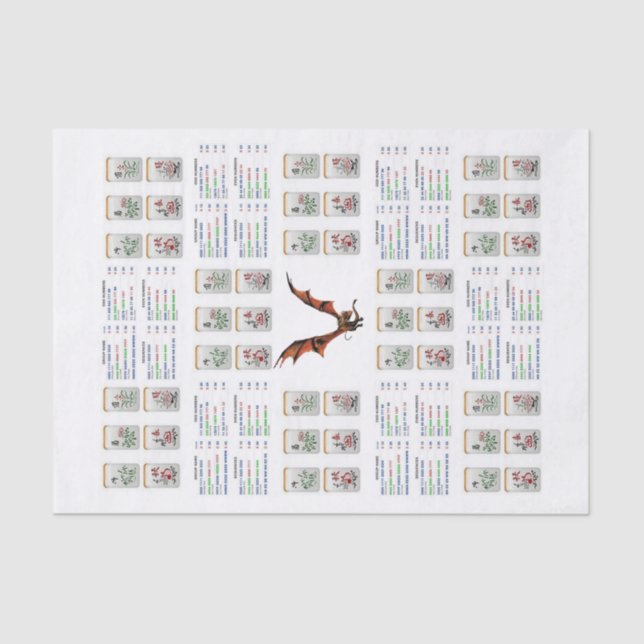 Papel Tecido Mahjong Dragon (Frente )