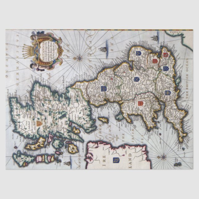 Papel Tecido ou Decoupage - Mapa Vintage da Inglat (Frente )