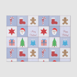 Papel Tecido Padrão de Natal - Azul