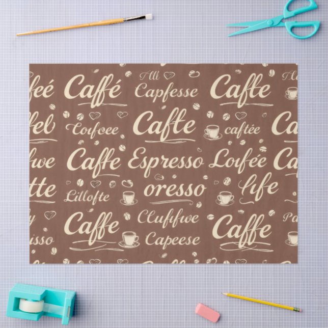 Papel Tecido Padrão do Café Vintage - (Arte )