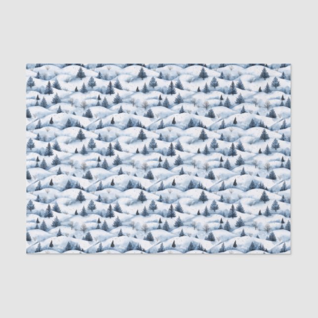 Papel Tecido para Paisagem de Inverno de Neve (Frente )