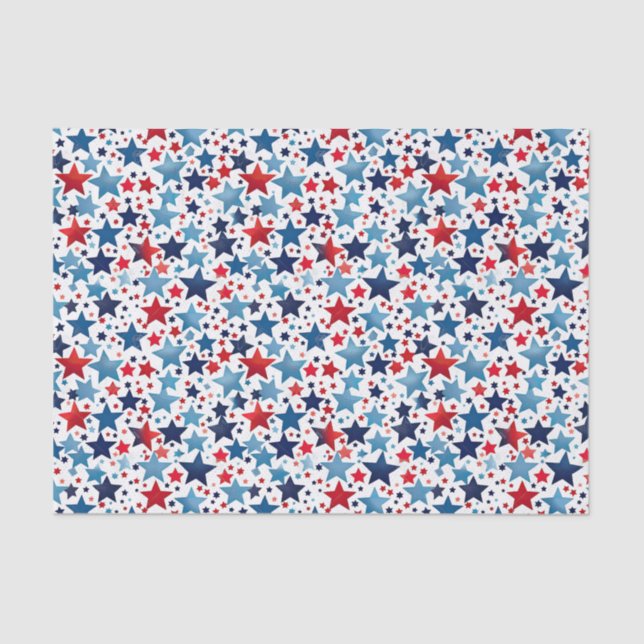Papel Tecido Patriótico Vermelho e Azul Estrelas (Frente )