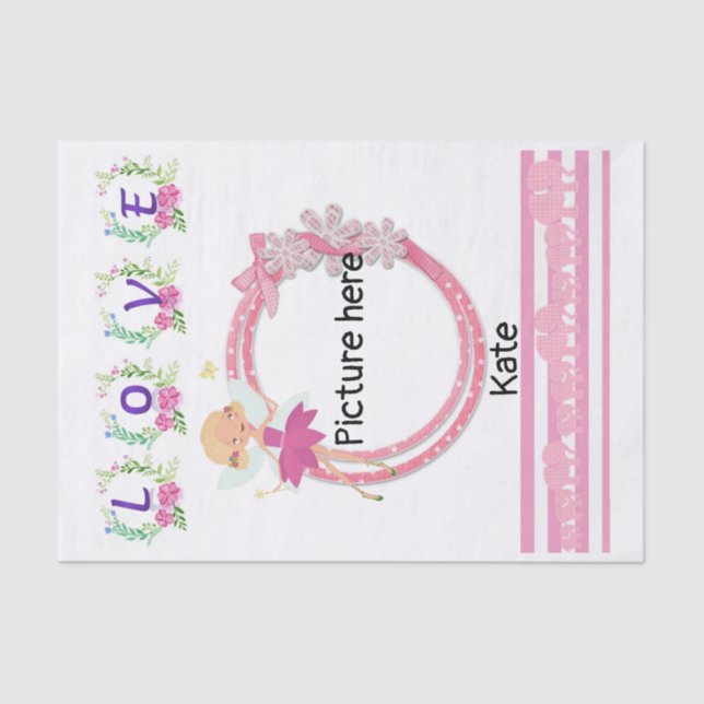 Papel Tecido Pink Fairy Floral Love (Frente )