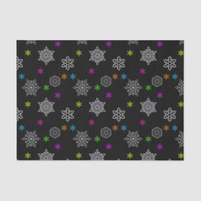 Papel Tecido Preto e Brilhante Floco de Neve (Frente )