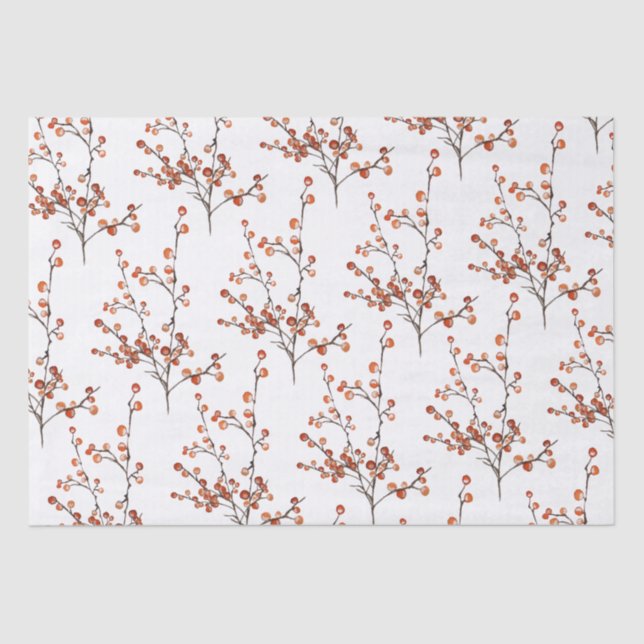 Papel Tecido Red Ilex Berry Branch (Frente )